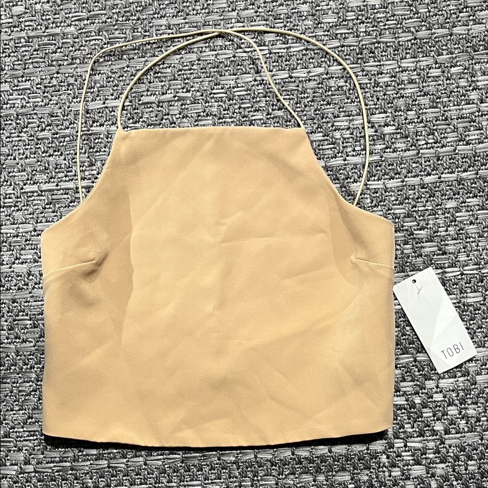 Tobi | Nude Cropped Open Back Top